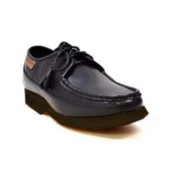 British Walkers Crown Men's Black Leather and Pattern Oxfords
